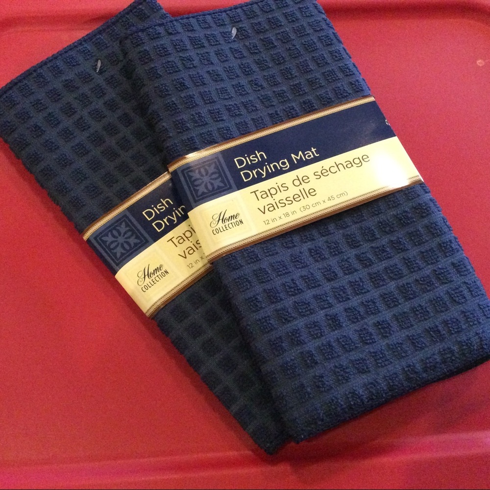 New Set of 2 microfiber drying mats 12 X 18 navy
